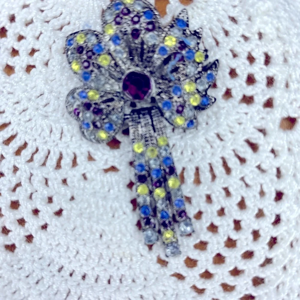 Vintage Silver and Purple Floral Brooch